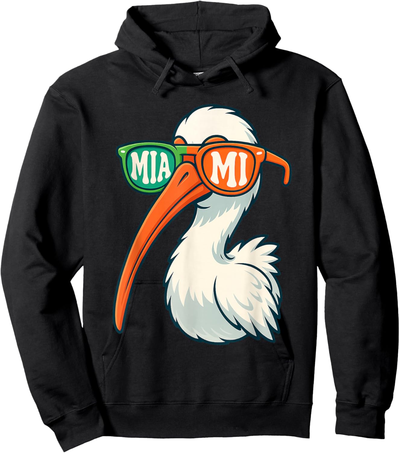 White Ibis with Sunglasses American Vintage Style Hoodie - Hoodie | Black