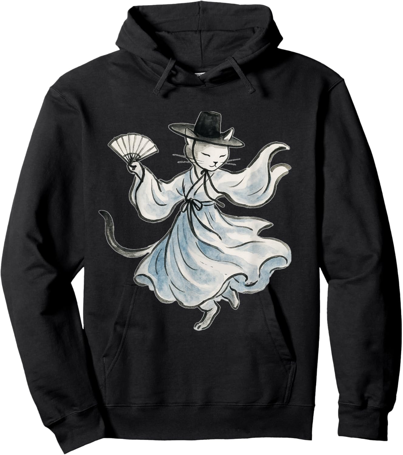 Artistic Dancing Korean Cat Hoodie - Hoodie | Black