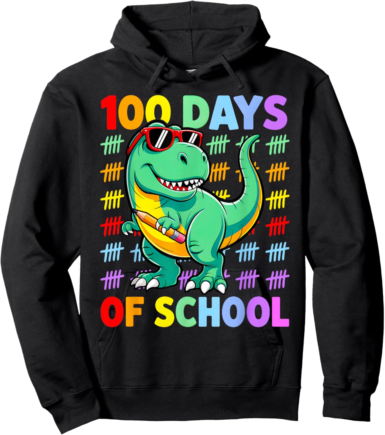 Dinosaur 100 Days of School Boys 100th Day of School Kids Hoodie - Hoodie | Black