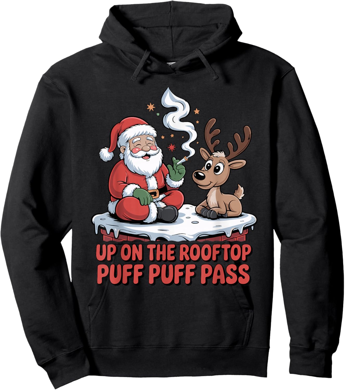Santa Weed Funny 420 Stoner Christmas Cannabis Design Hoodie - Hoodie | Black
