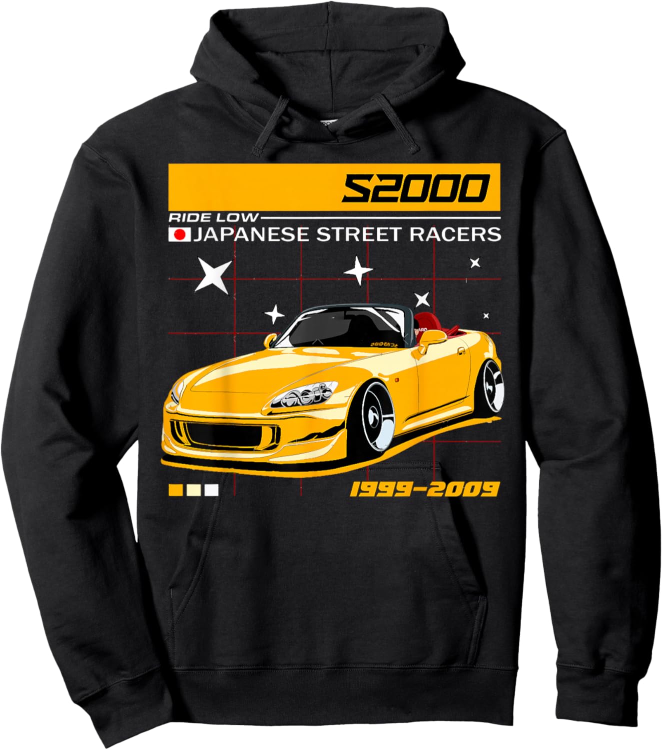 S2000 Yellow JDM Graphic Retro Tuner Car Drift Racing Hoodie - Hoodie | Black