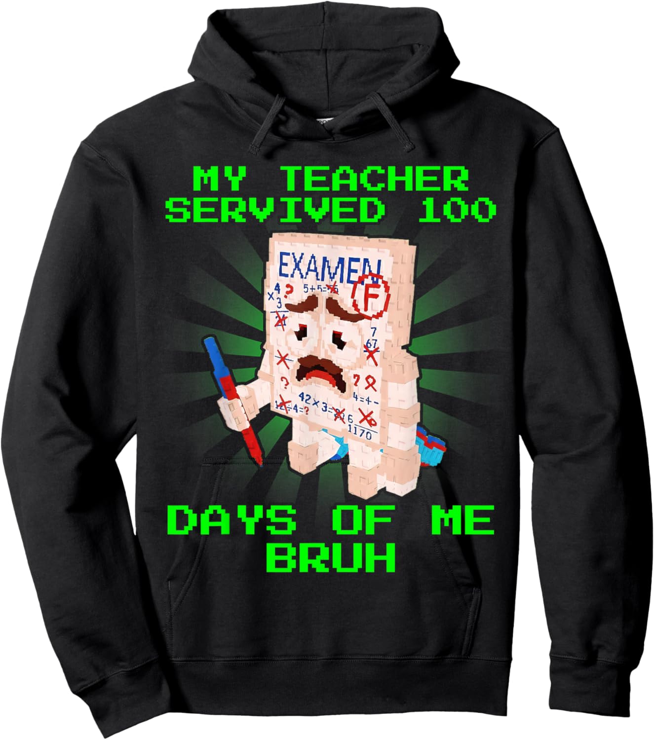 NOO My Exam Brainrot My Teacher Survived 100 Days of Me Bruh Hoodie - Hoodie | Black