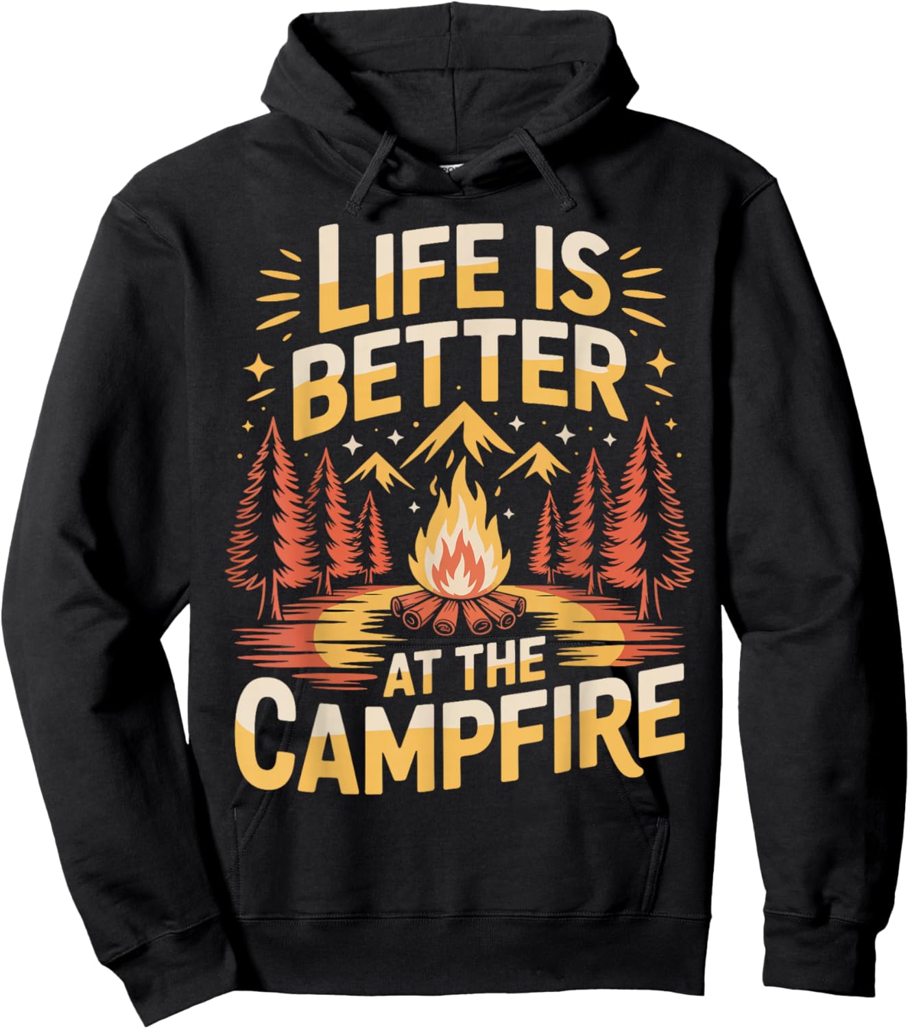 Life is Better at The Campfire Hiking & Camping Hoodie - Hoodie | Black