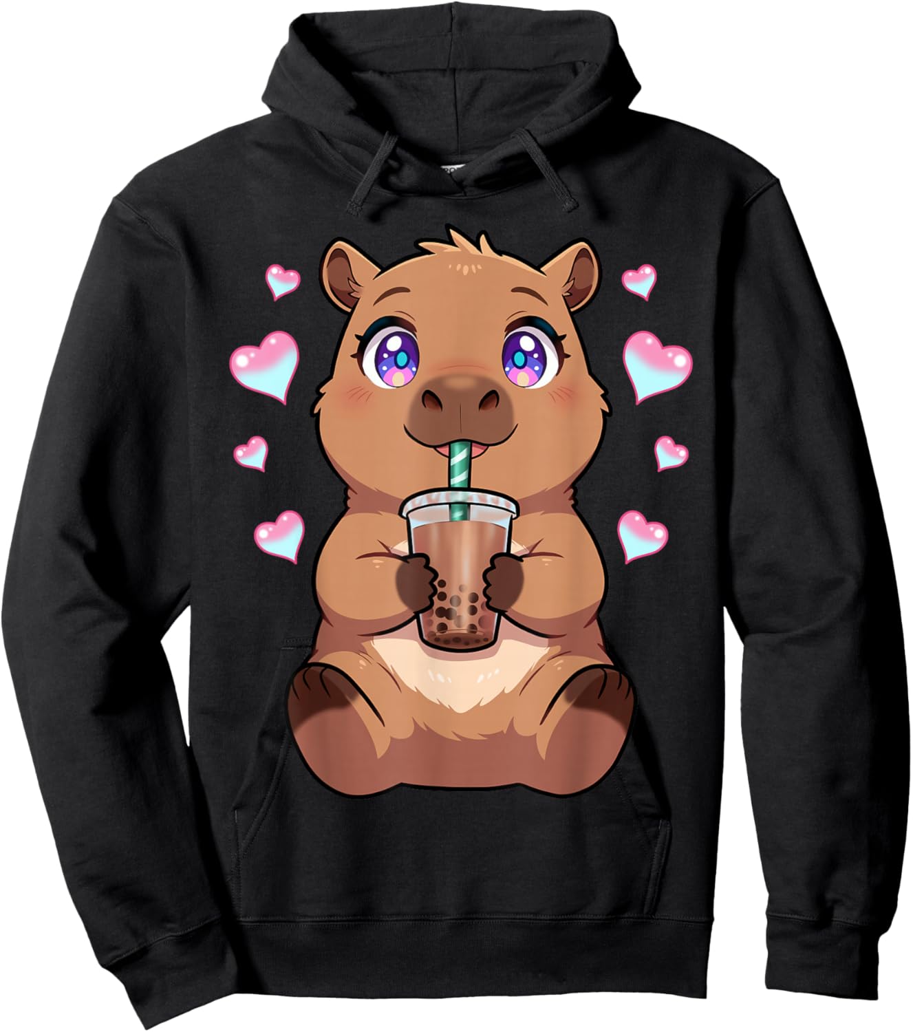 Kids Kawaii Capybara Graphic for Girls Capybara Hoodie - Hoodie | Black