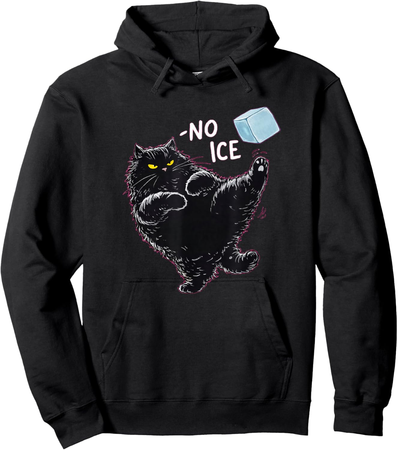 No Ice Please! Funny Anti-Ice Black Cat Hoodie - Hoodie | Black