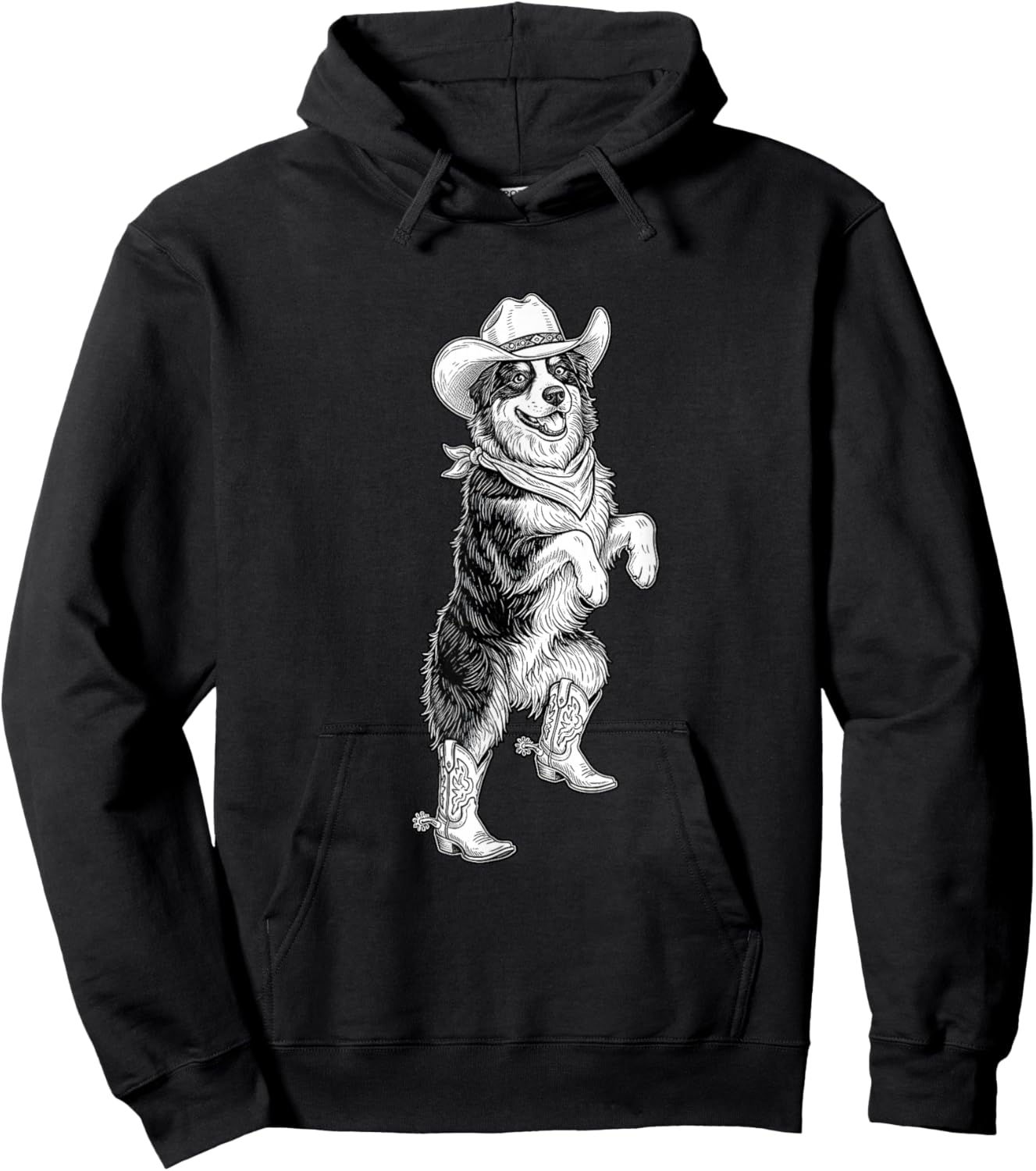 Howdy Australian Shepherd Cowboy Western Country Vintage Hoodie - Hoodie | Black