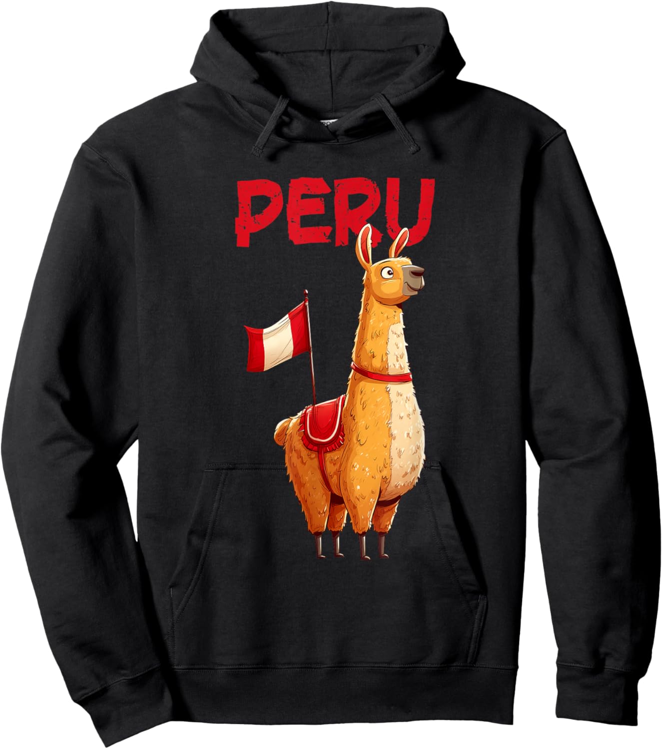 Pretty Llama with Peru Flag Costume Hoodie - Hoodie | Black