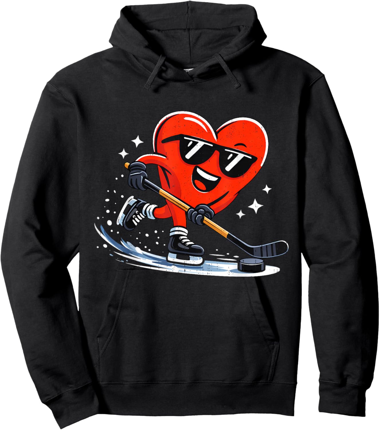Valentine Hockey Heart Sport Valentines Day Men Boys Kids Hoodie - Hoodie | Black