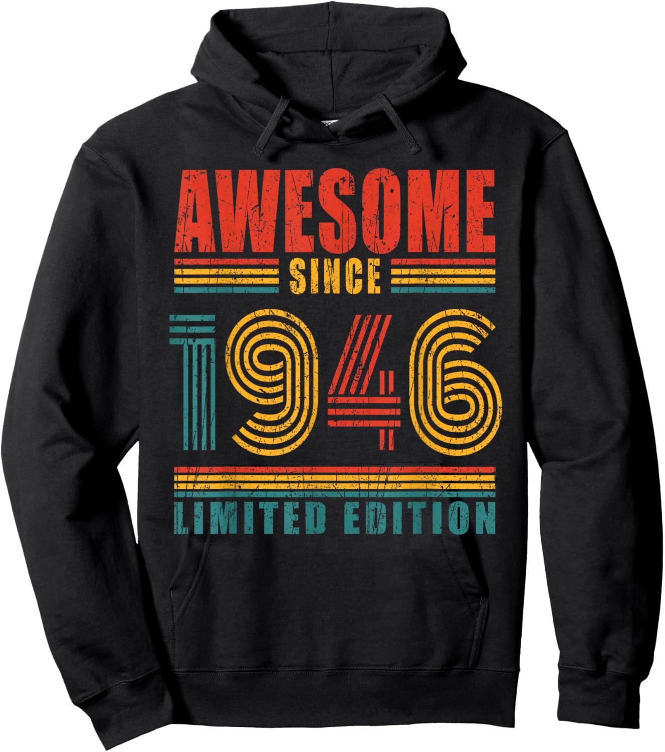 80th Birthday Awesome Since 1946 Vintage 80 Birthday Hoodie - Hoodie | Black