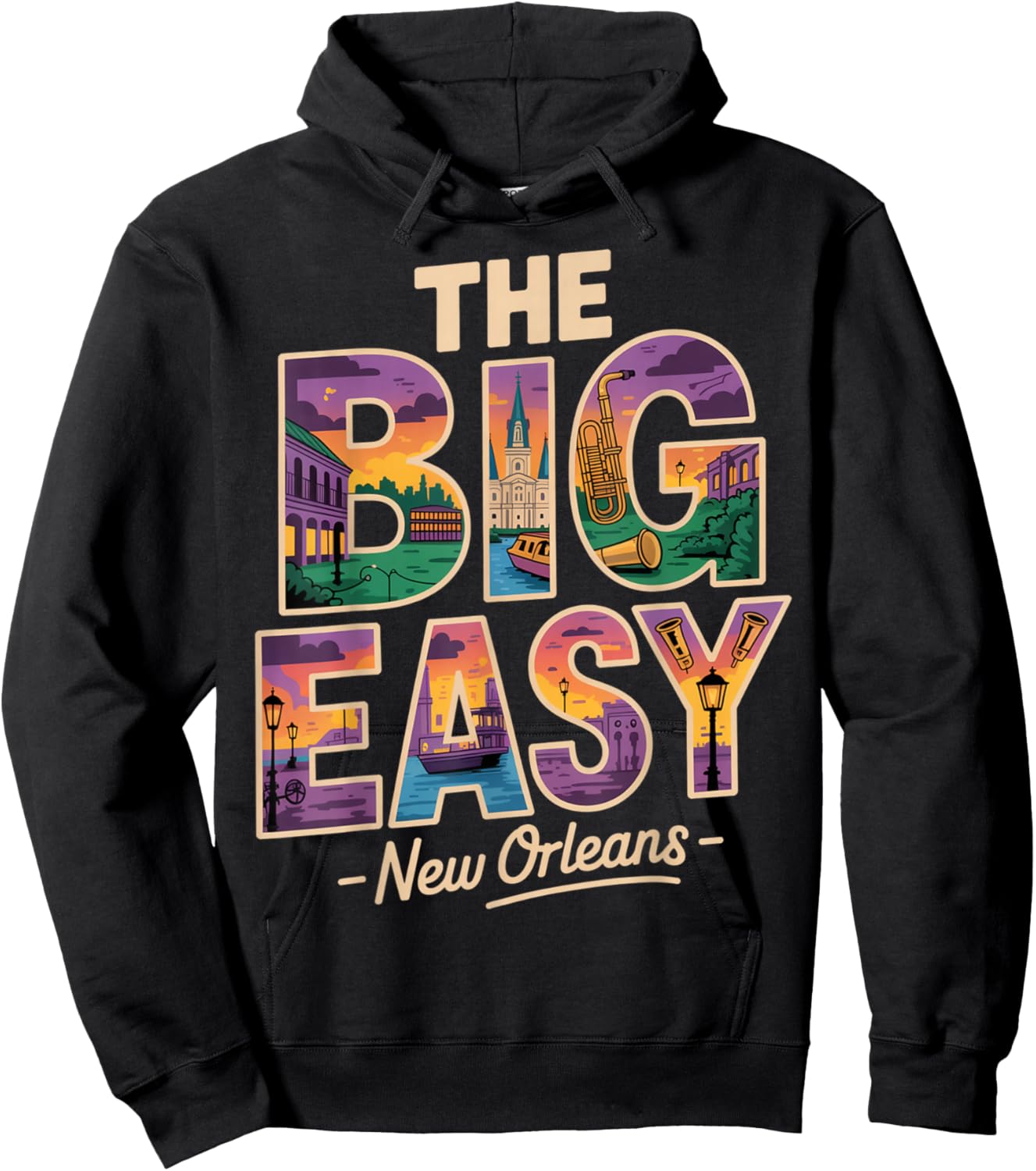 The Big Easy New Orleans Vintage Hoodie - Hoodie | Black