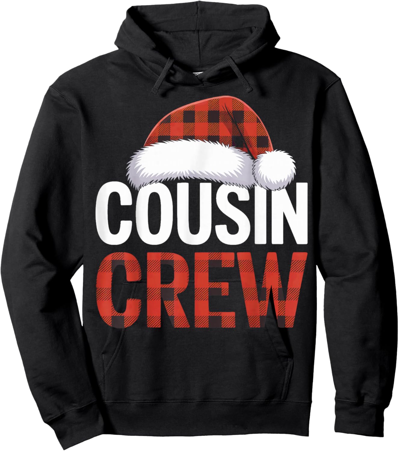 Plaid Hat Cousin Crew Family Christmas Celebration Fun Hoodie - Hoodie | Black