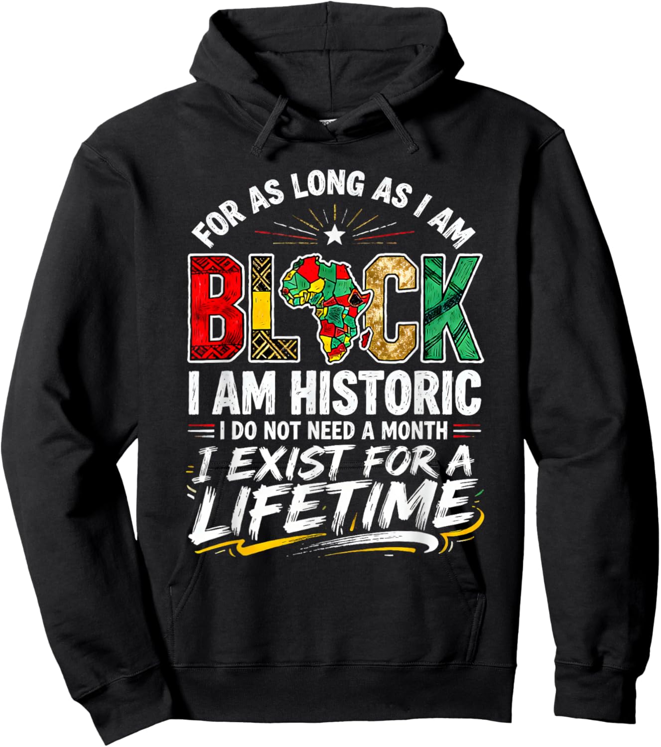 for As LongAs I Am Black Historic Lifetime African Quote Hoodie - Hoodie | Black