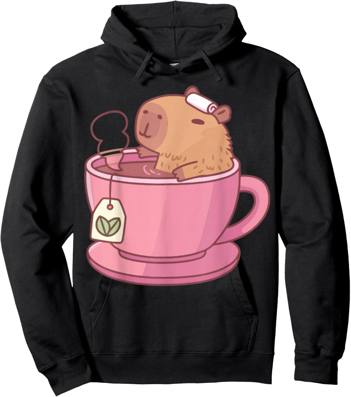 Cute Capybara Tea Aesthetic Women Girls Cozy Hoodie - Hoodie | Black