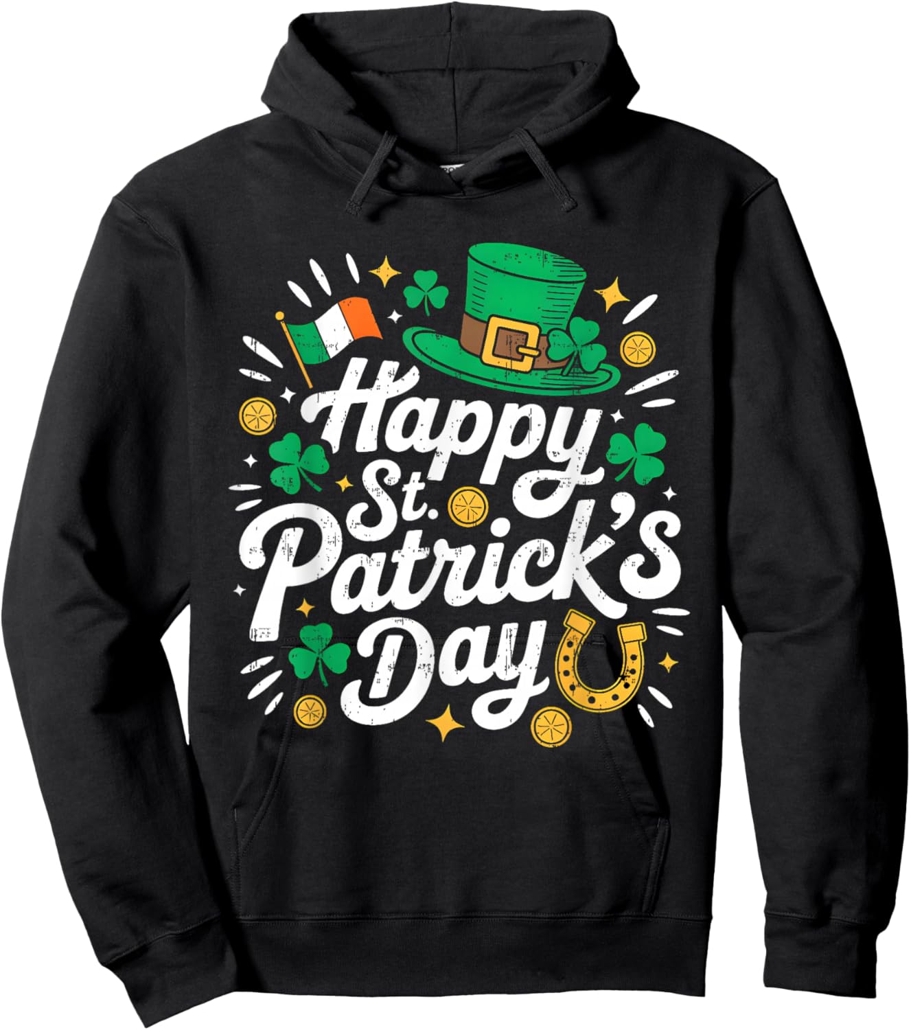 Happy St Patricks Day Shamrock Irish Women Kids Hoodie - Hoodie | Black