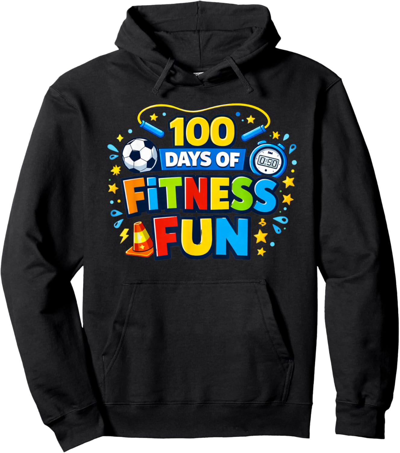 100 Days of Fitness Fun PE Teacher 100th Day of School Hoodie - Hoodie | Black