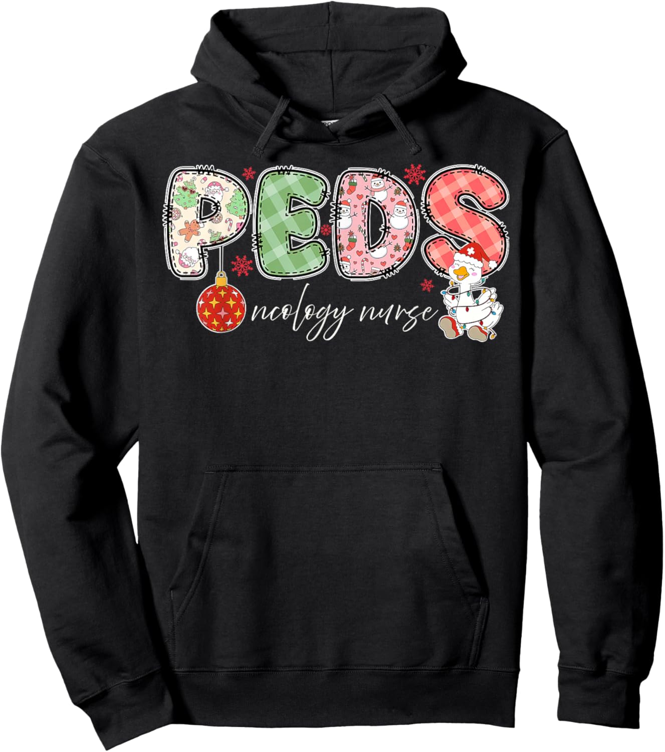 PEDS Oncology Nurse Silly Goose Christmas Pediatric Hem Onc Hoodie - Hoodie | Black