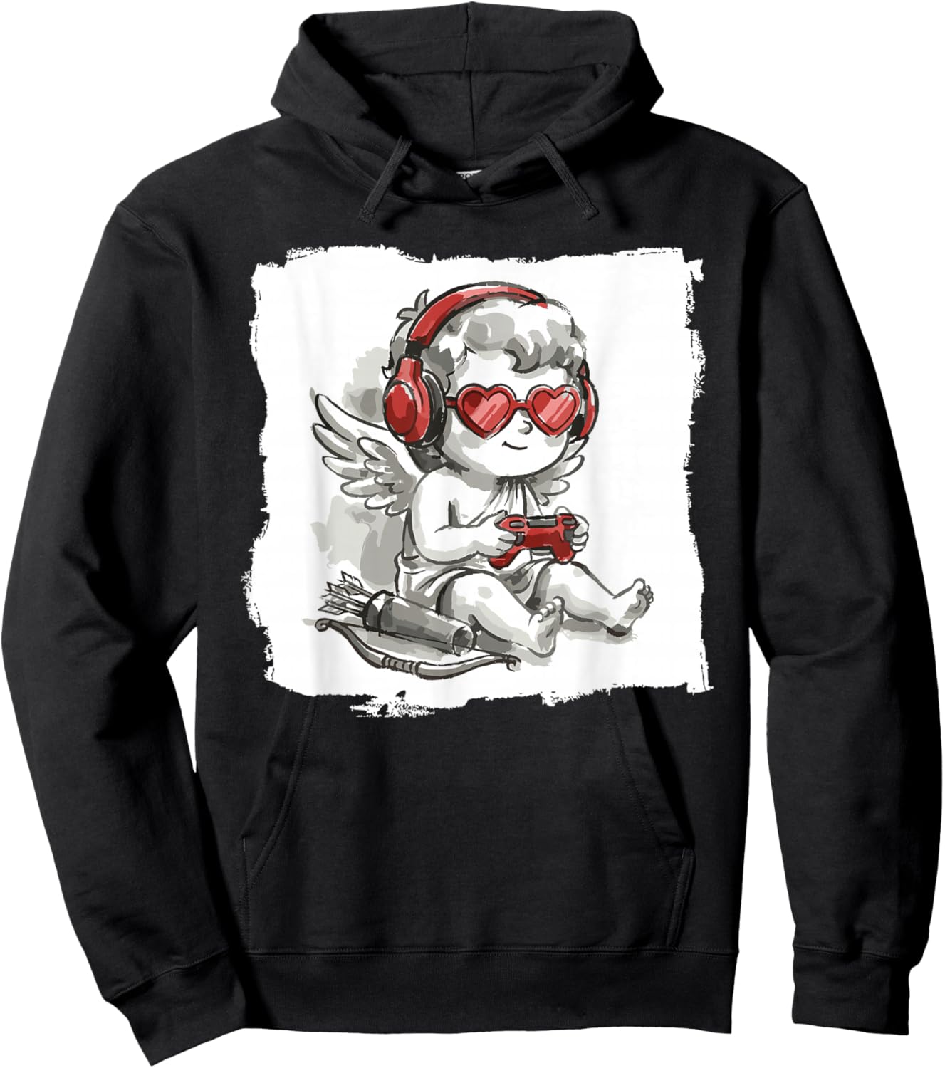 Video Games Cupid Gamer Funny St. Valentine's Day Hoodie - Hoodie | Black