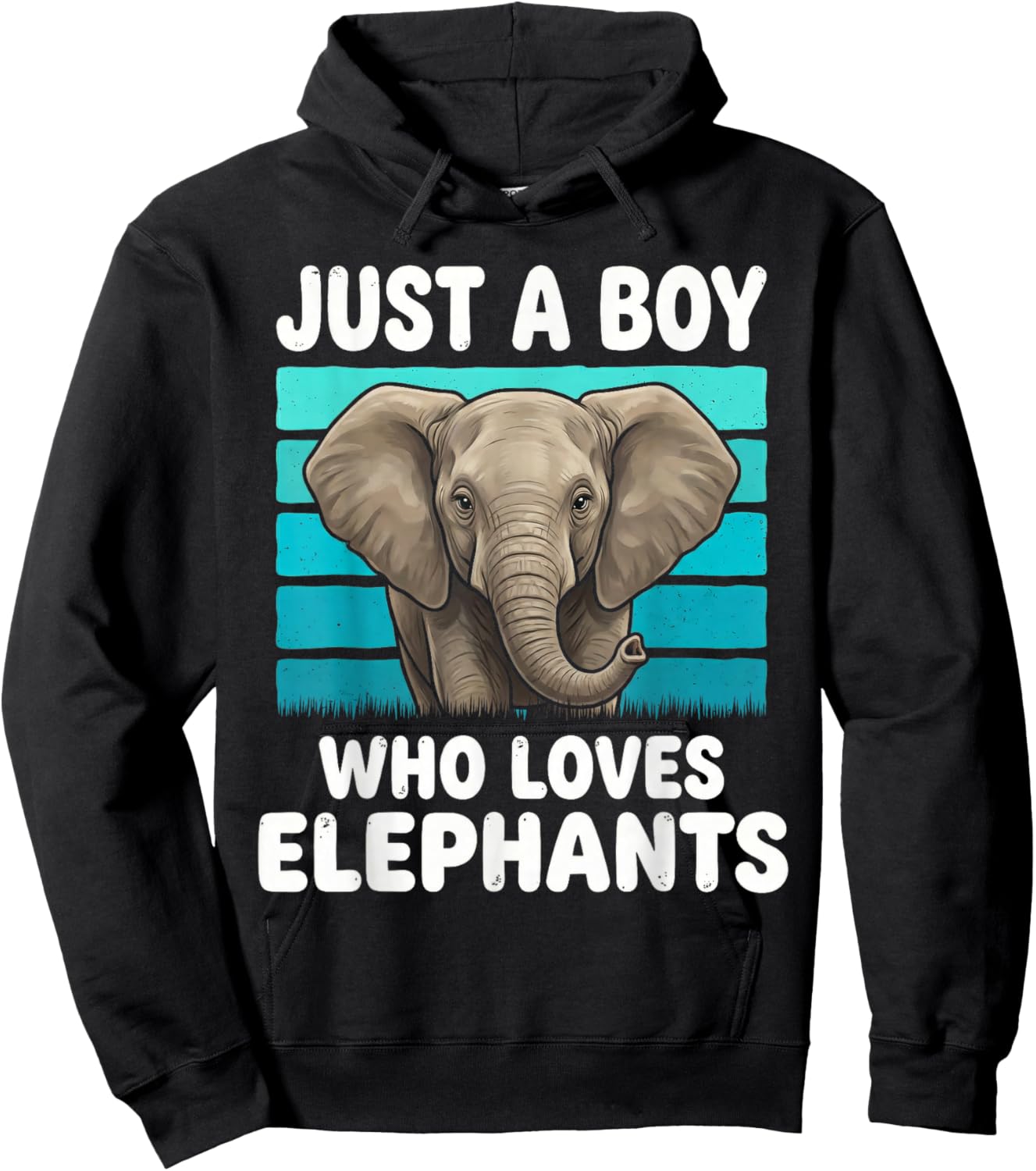 Just a Boy Who Loves Elephants Funny Elephant Lover Kid Boys Hoodie - Hoodie | Black