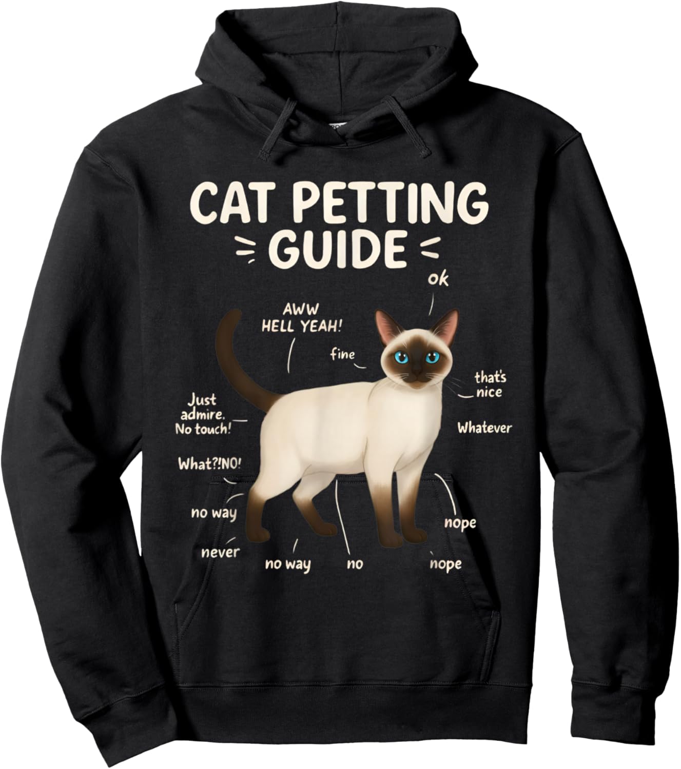 Siamese Cat Petting Guide Funny Cat Lover Hoodie - Hoodie | Black