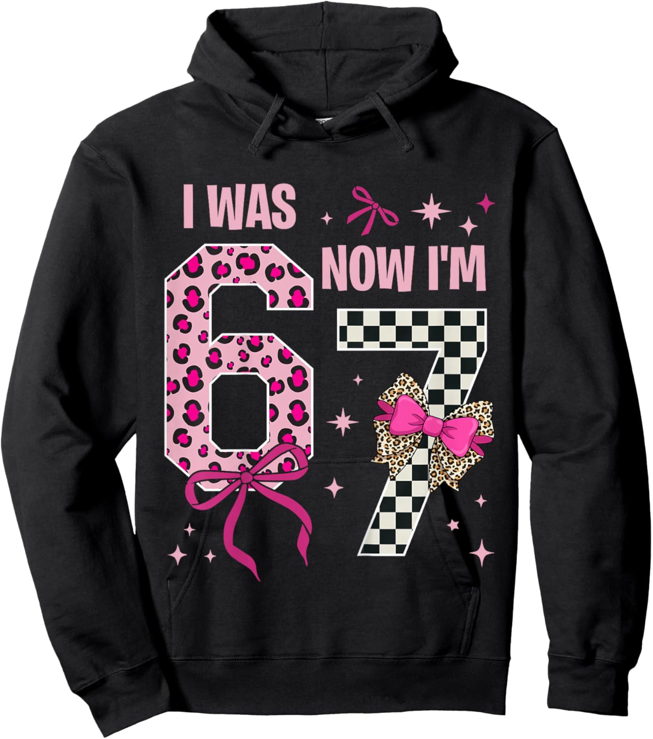 7 Years Old Birthday Girl I was 6 Now I'm 7 6 7 7th Birthday Hoodie - Hoodie | Black