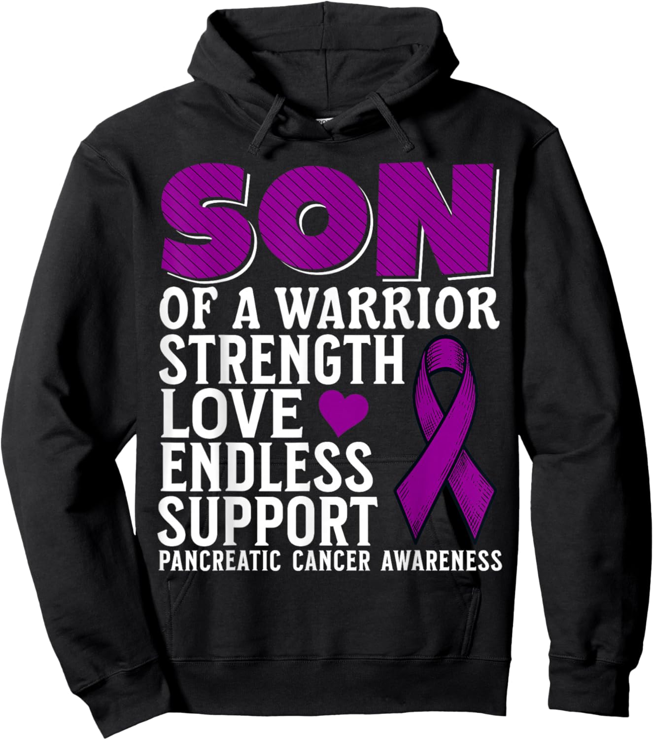Son of a Warrior Pancreatic Cancer Awareness Family Matching Hoodie - Hoodie | Black