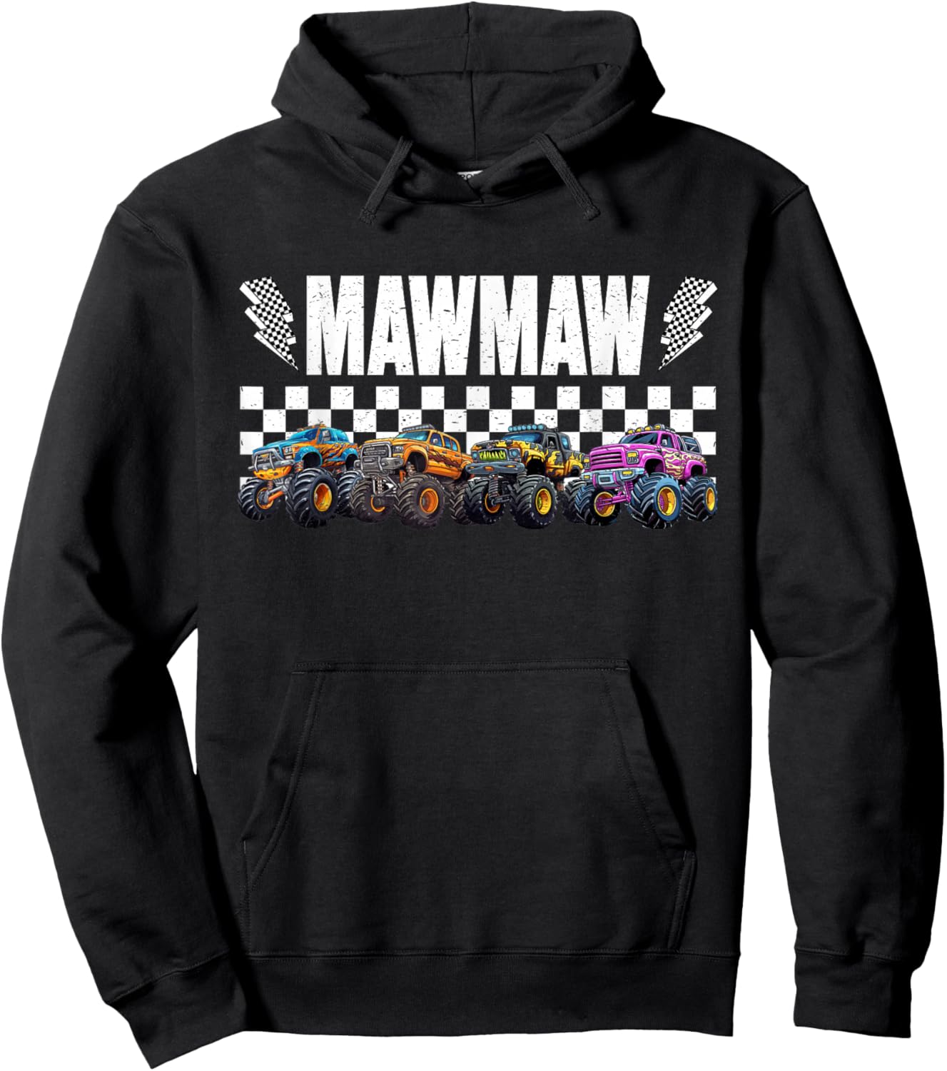 Mawmaw Retro Monster Truck Family Crew Birthday Matching Hoodie - Hoodie | Black
