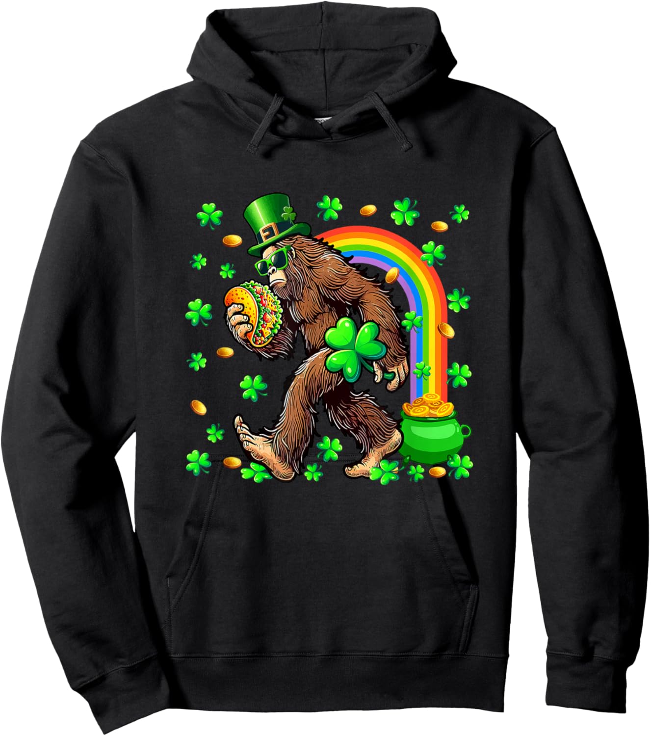 Love to Be Eating Taco St. Patrick's Day Shamrocks Rainbow Hoodie - Hoodie | Black