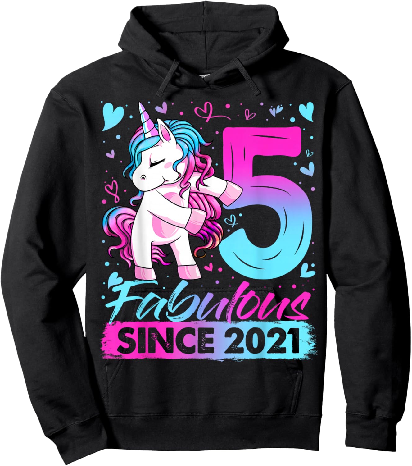 5th Birthday Shirt Girl 5 Year Old Gifts 5 Birthday Girl Hoodie - Hoodie | Black