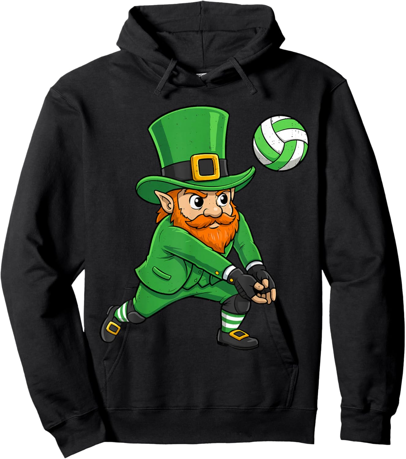 Leprechaun Volleyball Green St Patricks Day Sport Boy Kids Hoodie - Hoodie | Black