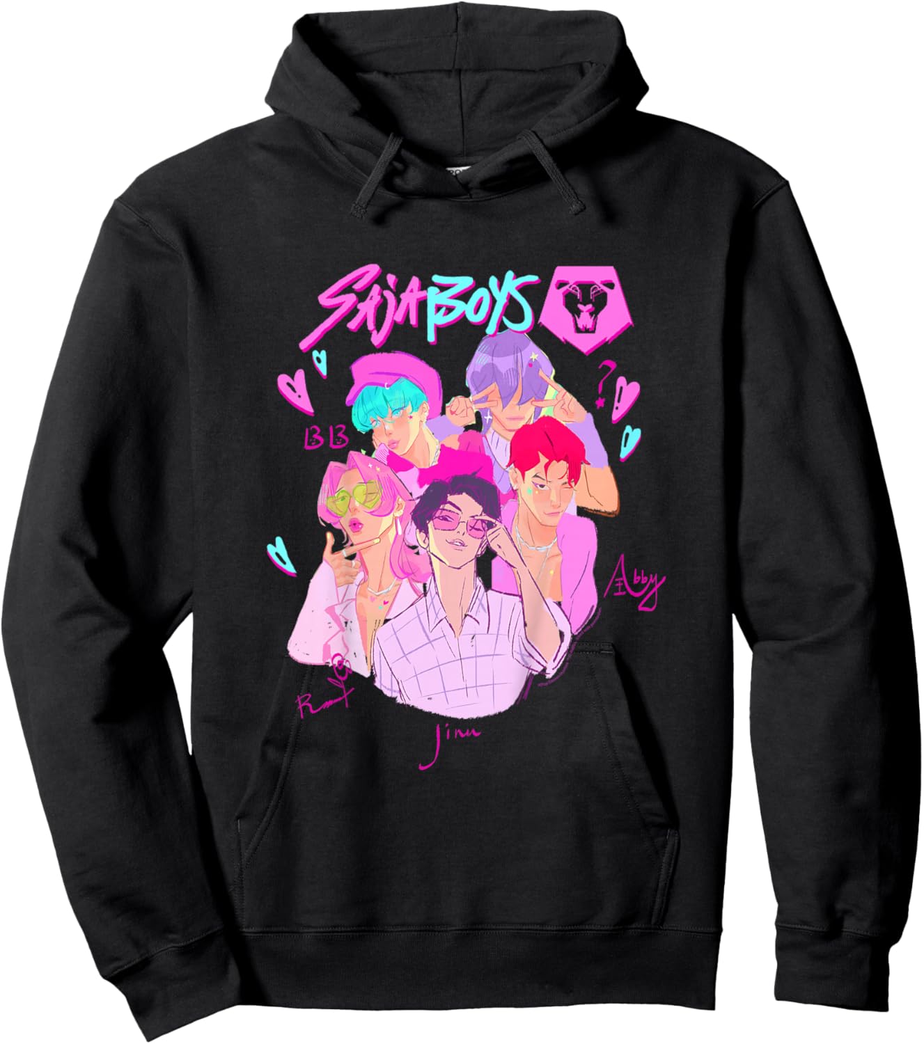 Kpop Demon Hunters Halloween Saja Boys Demon Group Portrait Hoodie - Hoodie | Black
