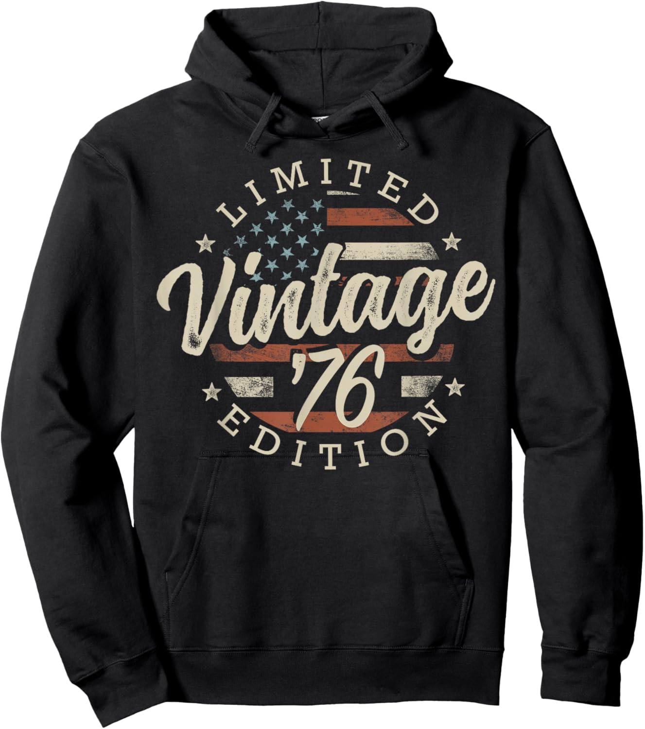Vintage 1976 Limited Edition USA Flag 49th Birthday Hoodie - Hoodie | Black
