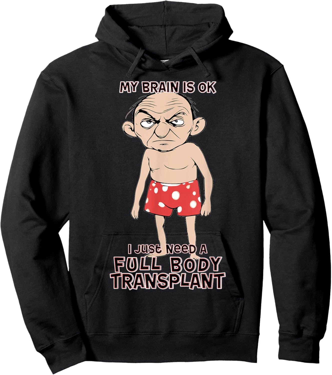 Funny Old Age Man Needs New Body Transplant Sarcastic Joke Hoodie - Hoodie | Black