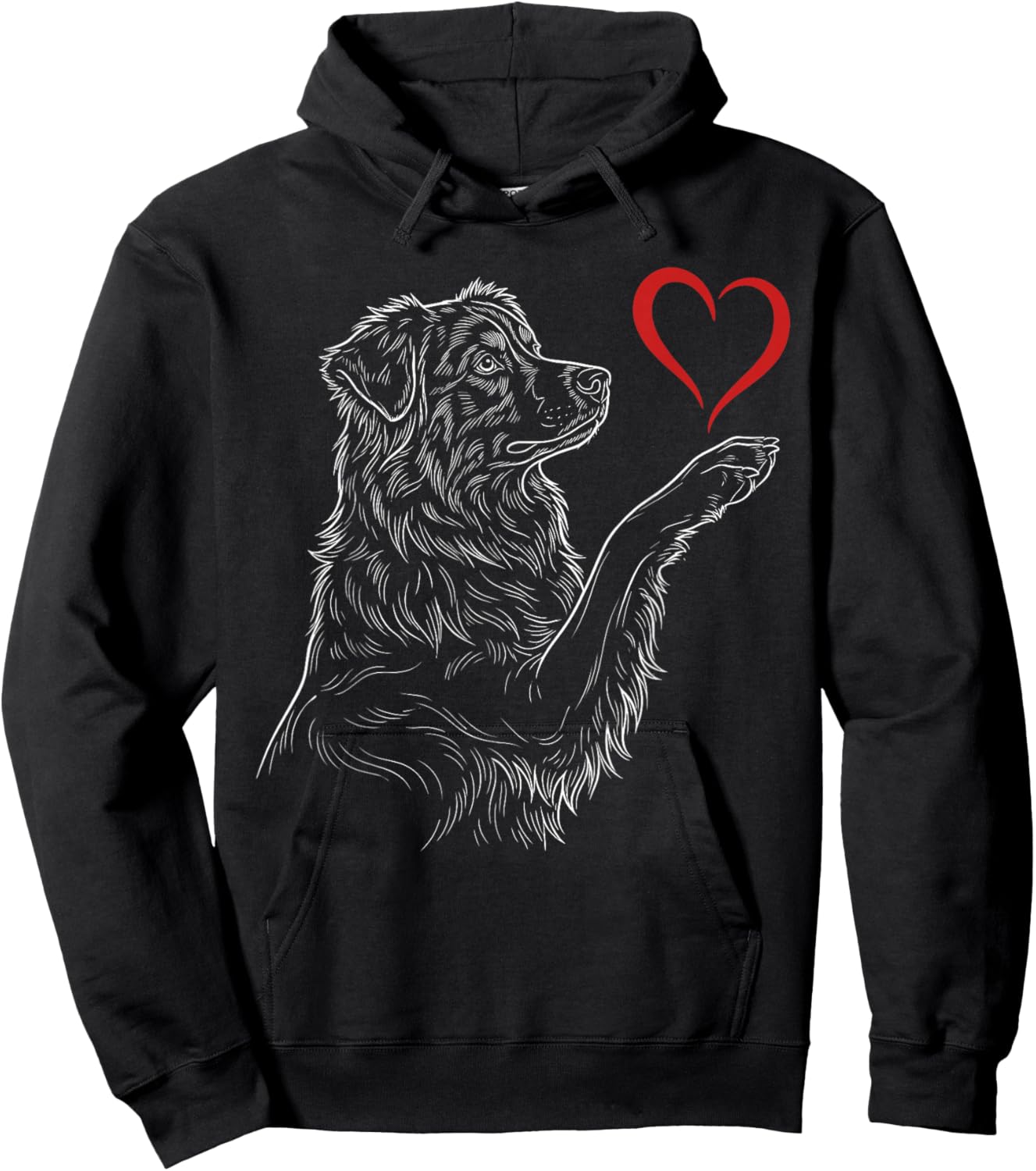 Australian Shepherd Lover Dog Holding Heart Valentines Hoodie - Hoodie | Black