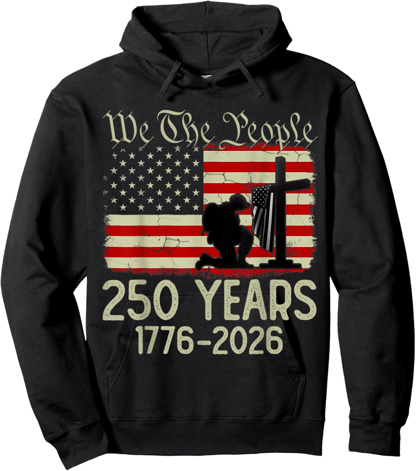 Flag Vintage 250 Years American 1776 2026 250th USA Birthday Hoodie - Hoodie | Black