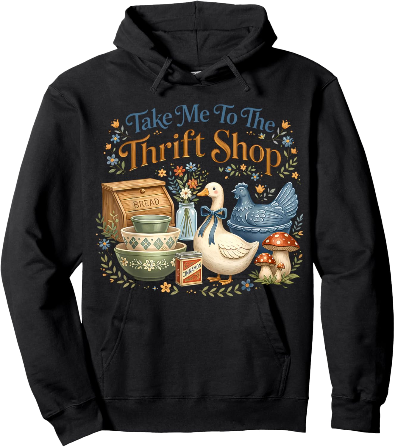 Take Me to The Thrift Shop Thrifted Goose Hen Antiques Lover Hoodie - Hoodie | Black