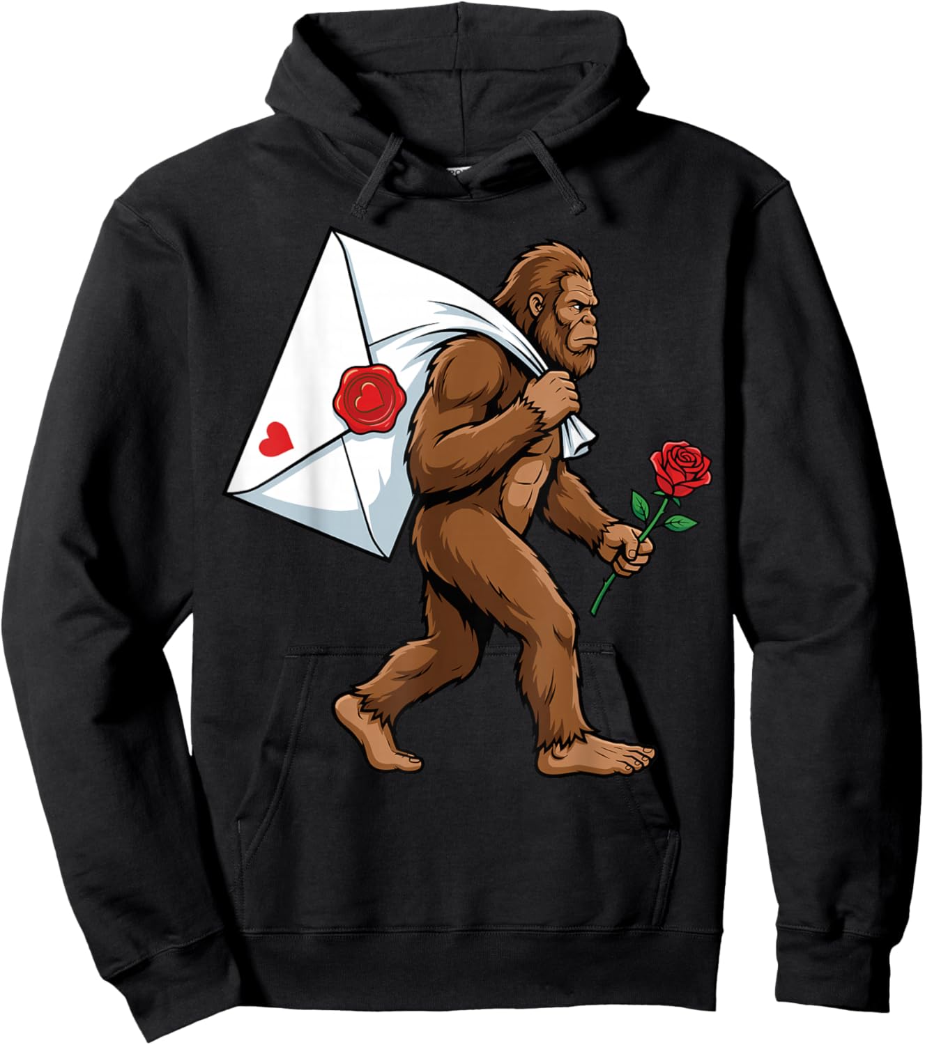 Funny Bigfoot Heart Love Valentines Day Boys Men Hoodie - Hoodie | Black