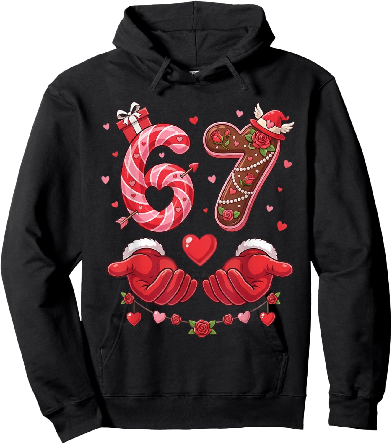 67 Valentine 6 7 Bruh Six Seven Meme Kids Boys Girls Hoodie - Hoodie | Black