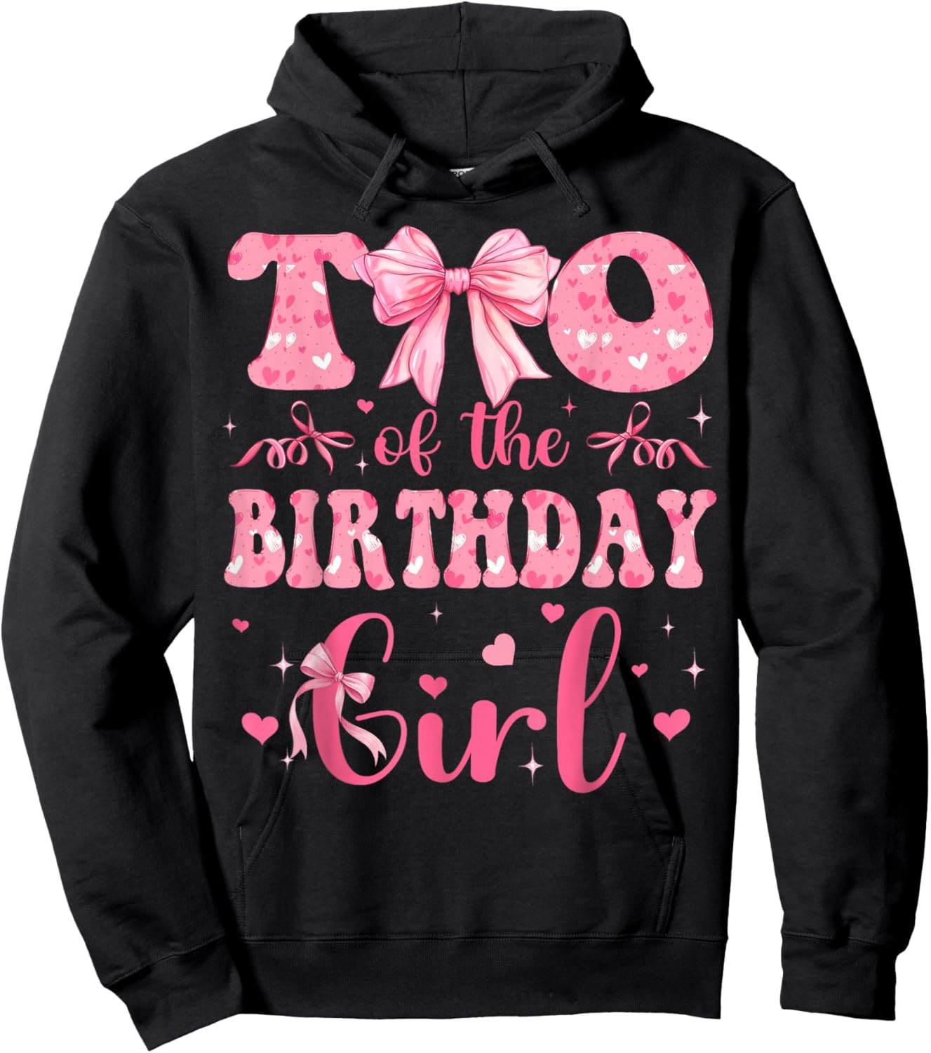 TIO of The Birthday Girl Matching Pink Coquette Bow Hoodie - Hoodie | Black