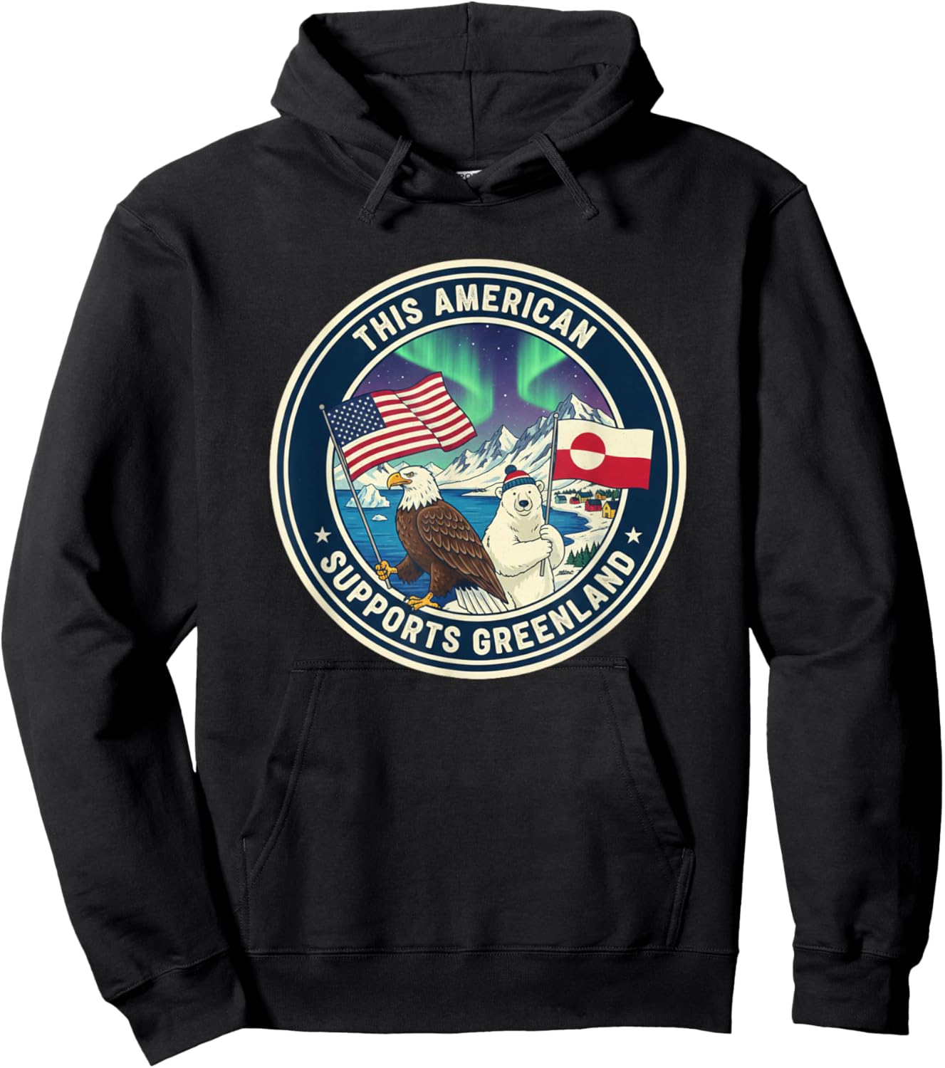 This American Supports Greenland Hoodie - Hoodie | Black