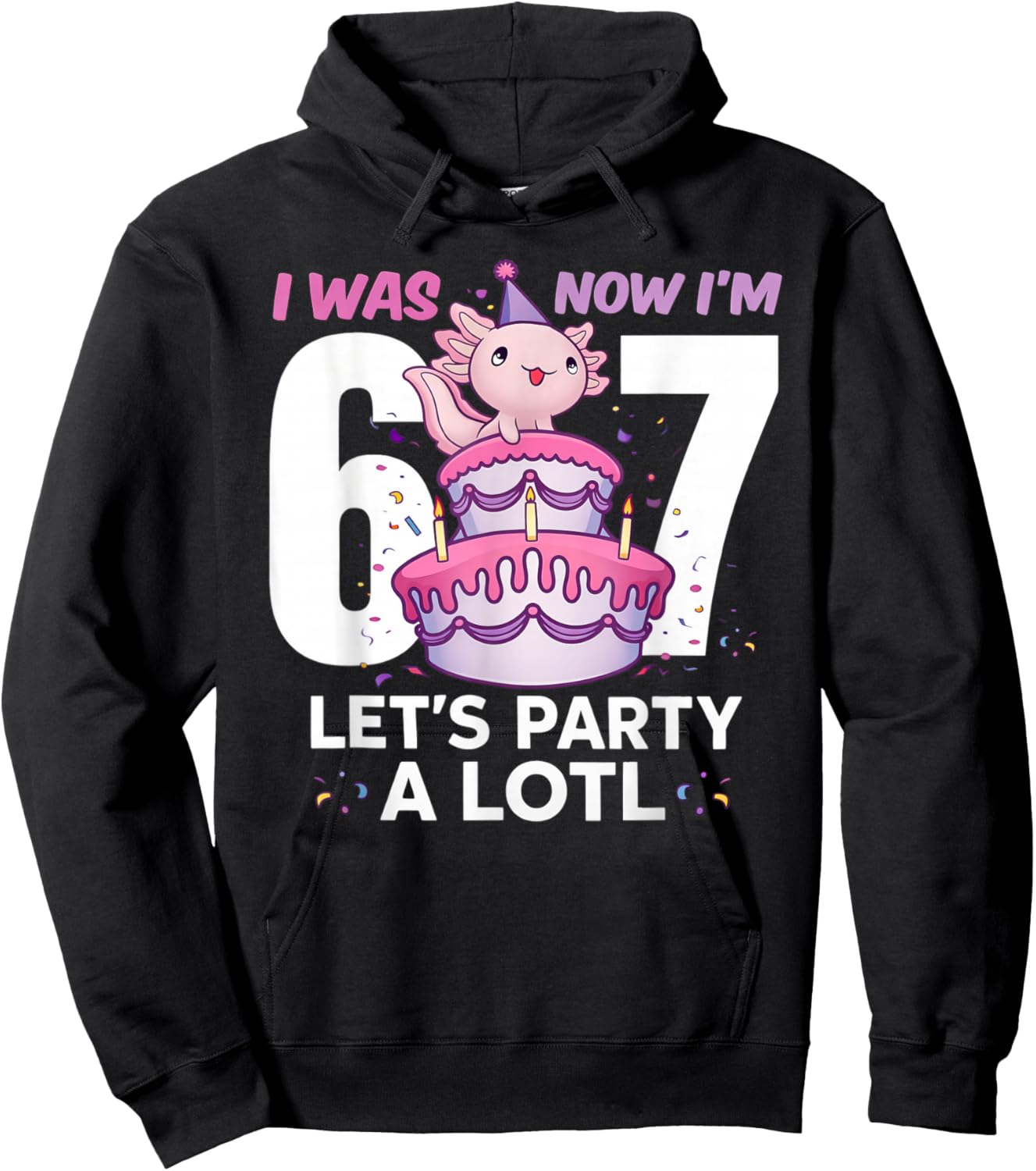 I was Six Now I'm Seven Cute Axolotl 7th Birthday 6 7 Kids Hoodie - Hoodie | Black