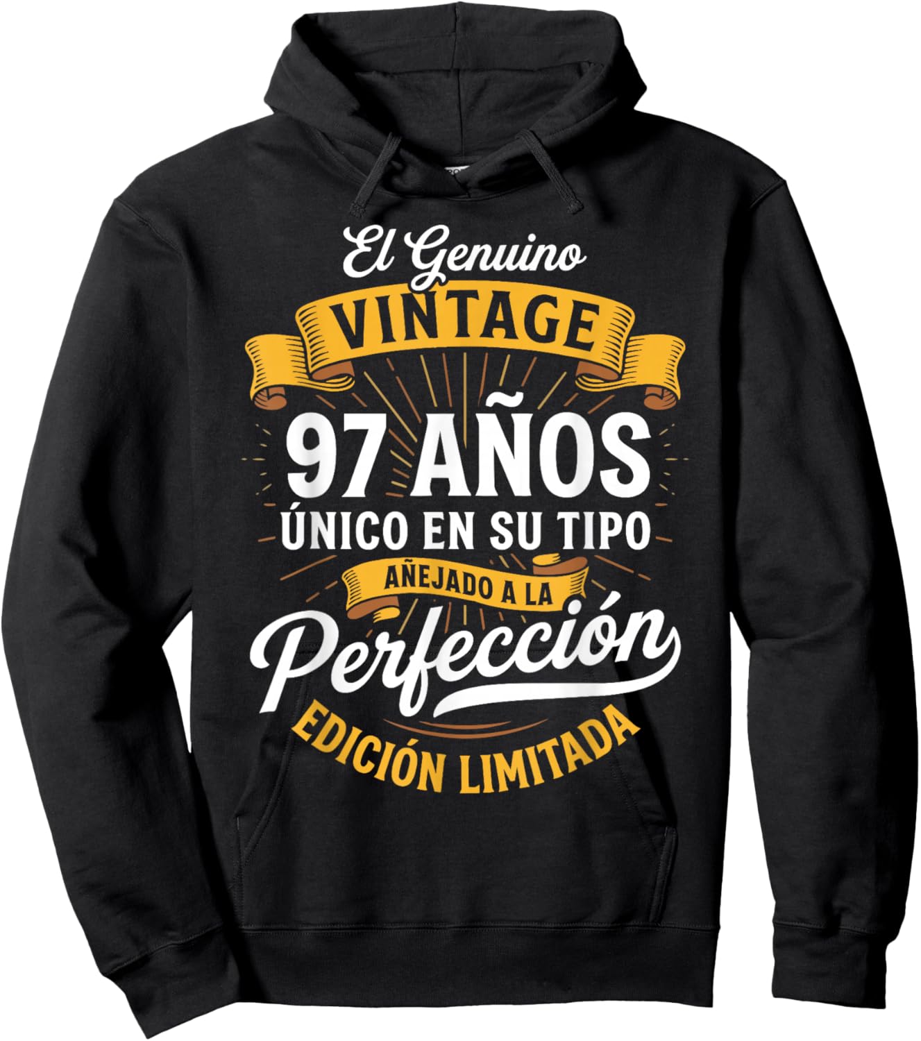 Vintage 97th Birthday Men Funny 97 Birthday Spanish Hoodie - Hoodie | Black