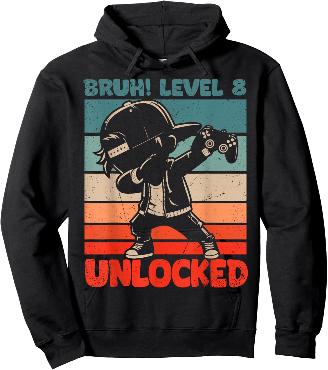 Bruh Level 8 Unlocked 8 Year Old 8th Birthday Dabbing Boy Hoodie - Hoodie | Black
