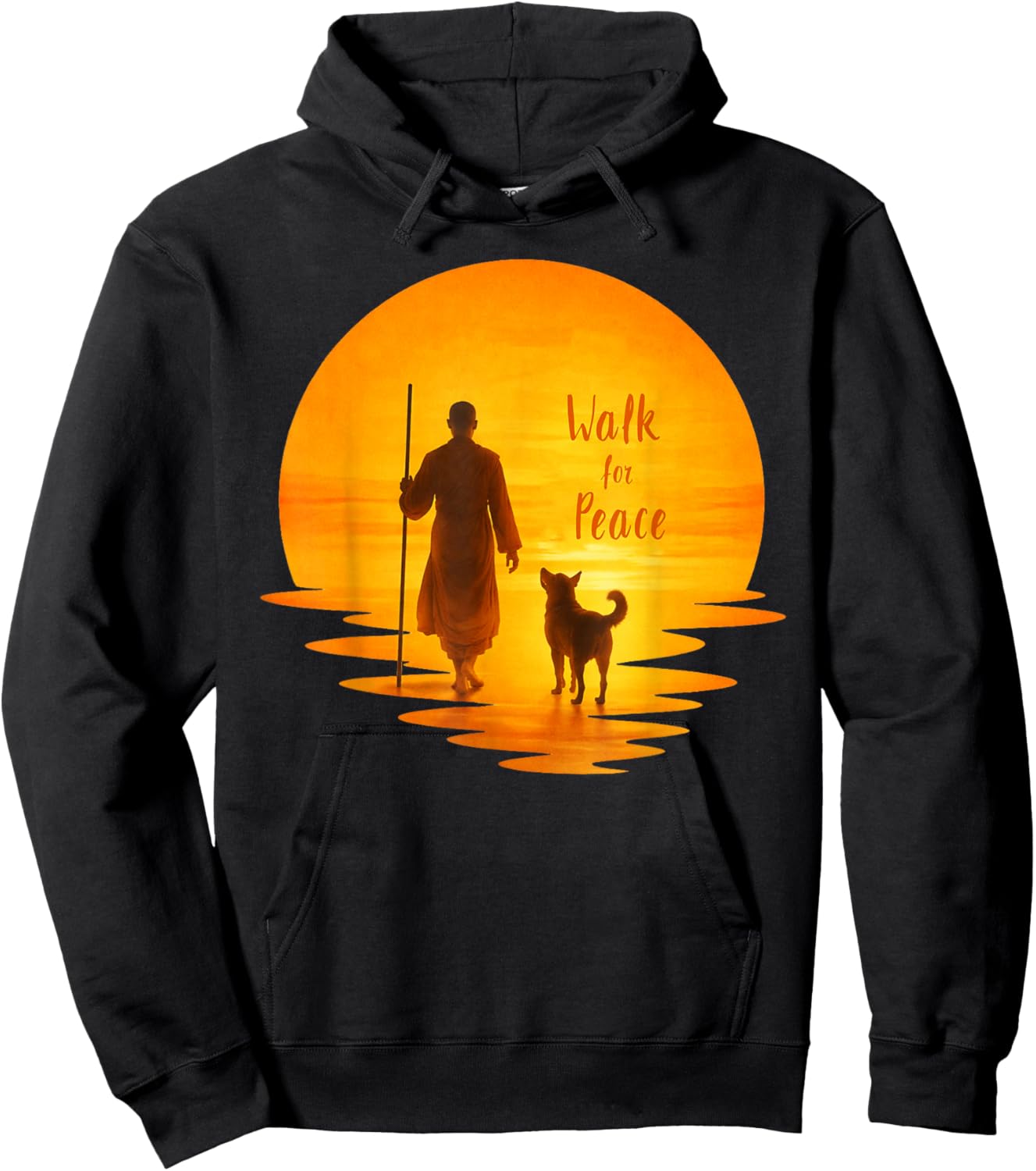 Walk for Peace Monk and Faithful Dog Pilgrimage Art Hoodie - Hoodie | Black