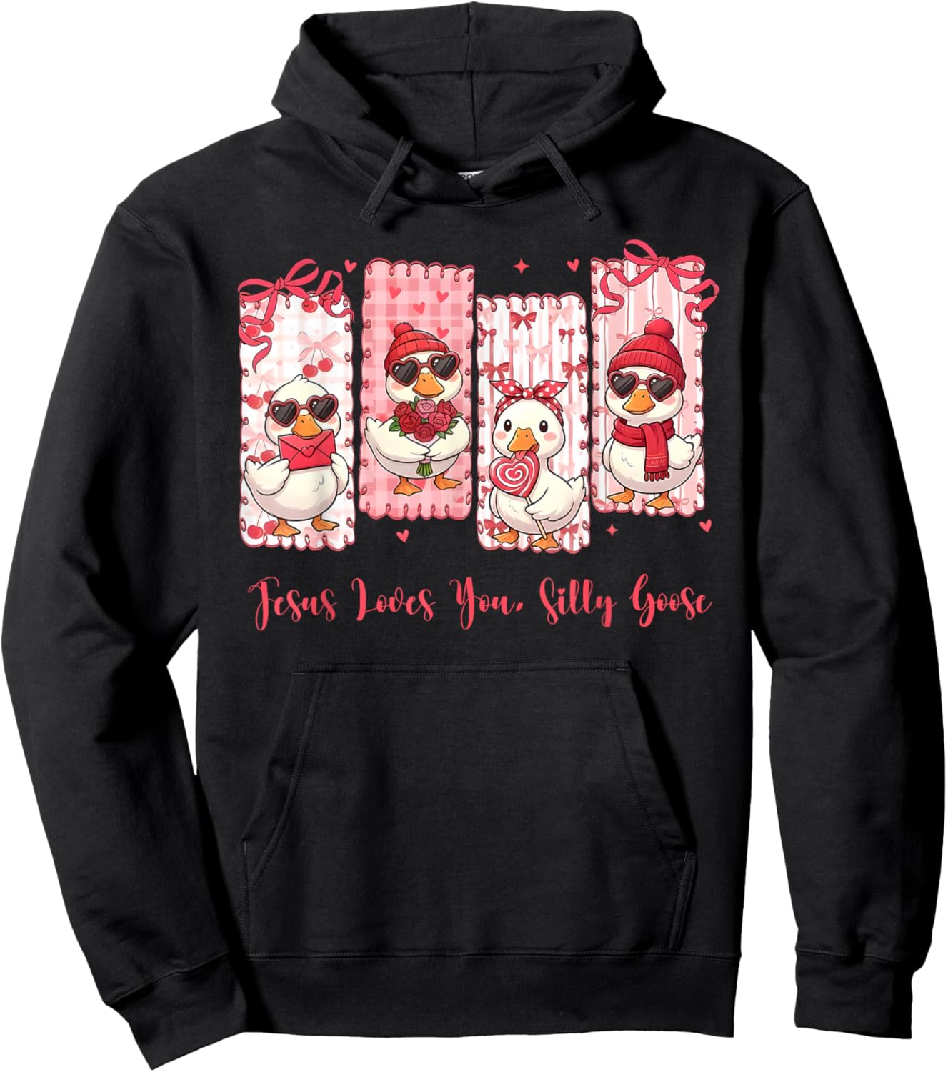 Just A Lovely Goose Cute Silly Goose Valentine's Day Hoodie - Hoodie | Black
