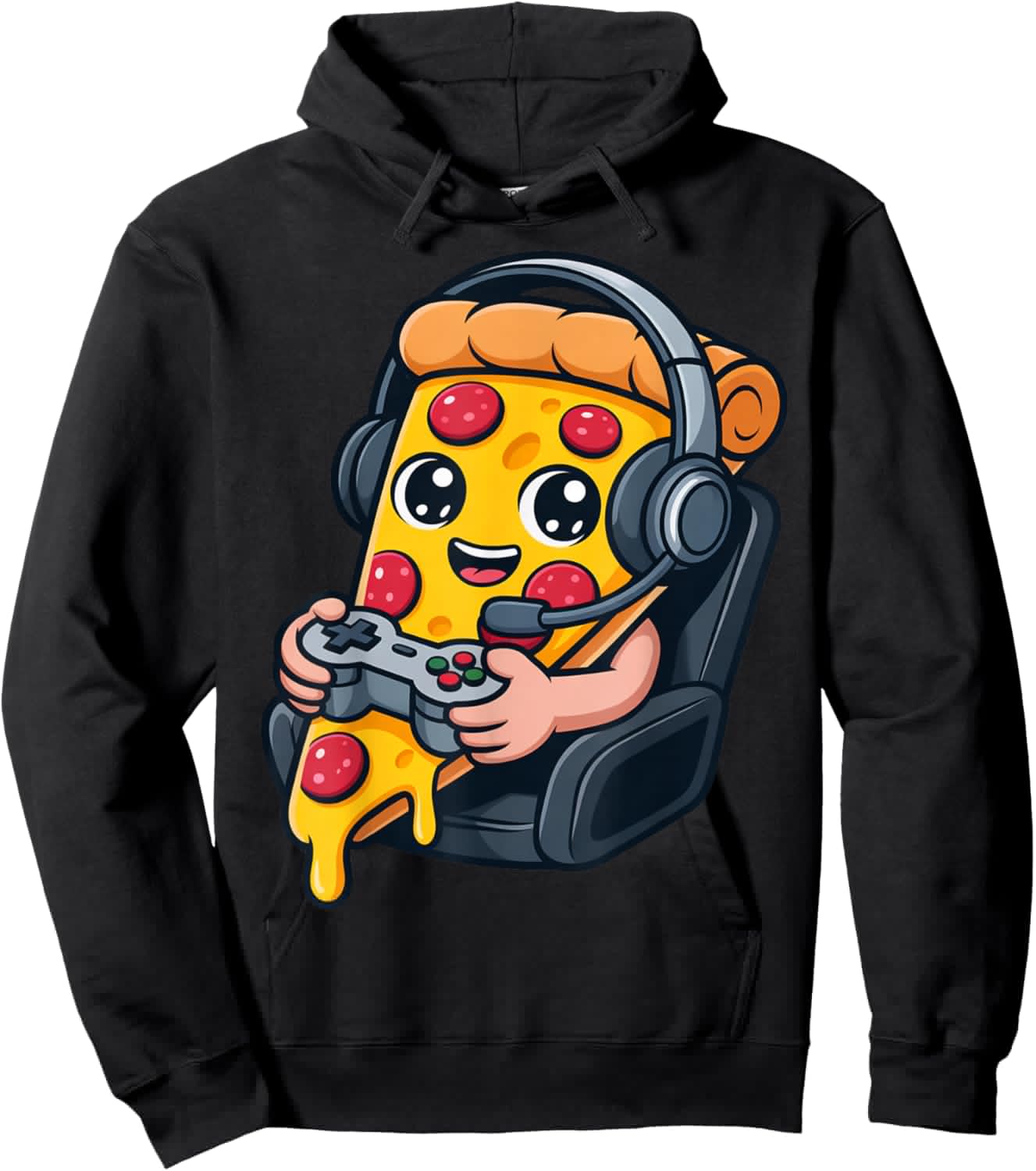 Pizza Gamer Headphone Controller Funny Food Hoodie - Hoodie | Black