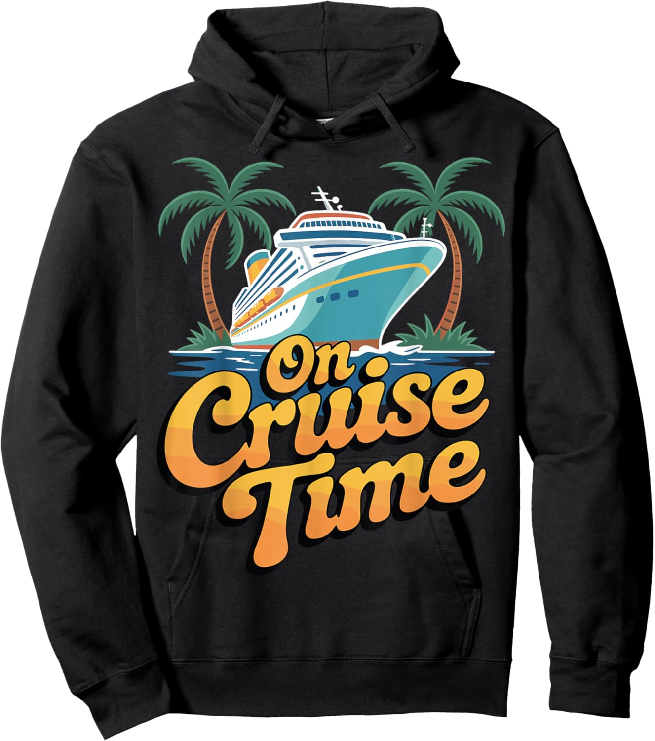 Retro Cruise Time Summer Travel Beach Adventure Ocean Relax Hoodie - Hoodie | Black