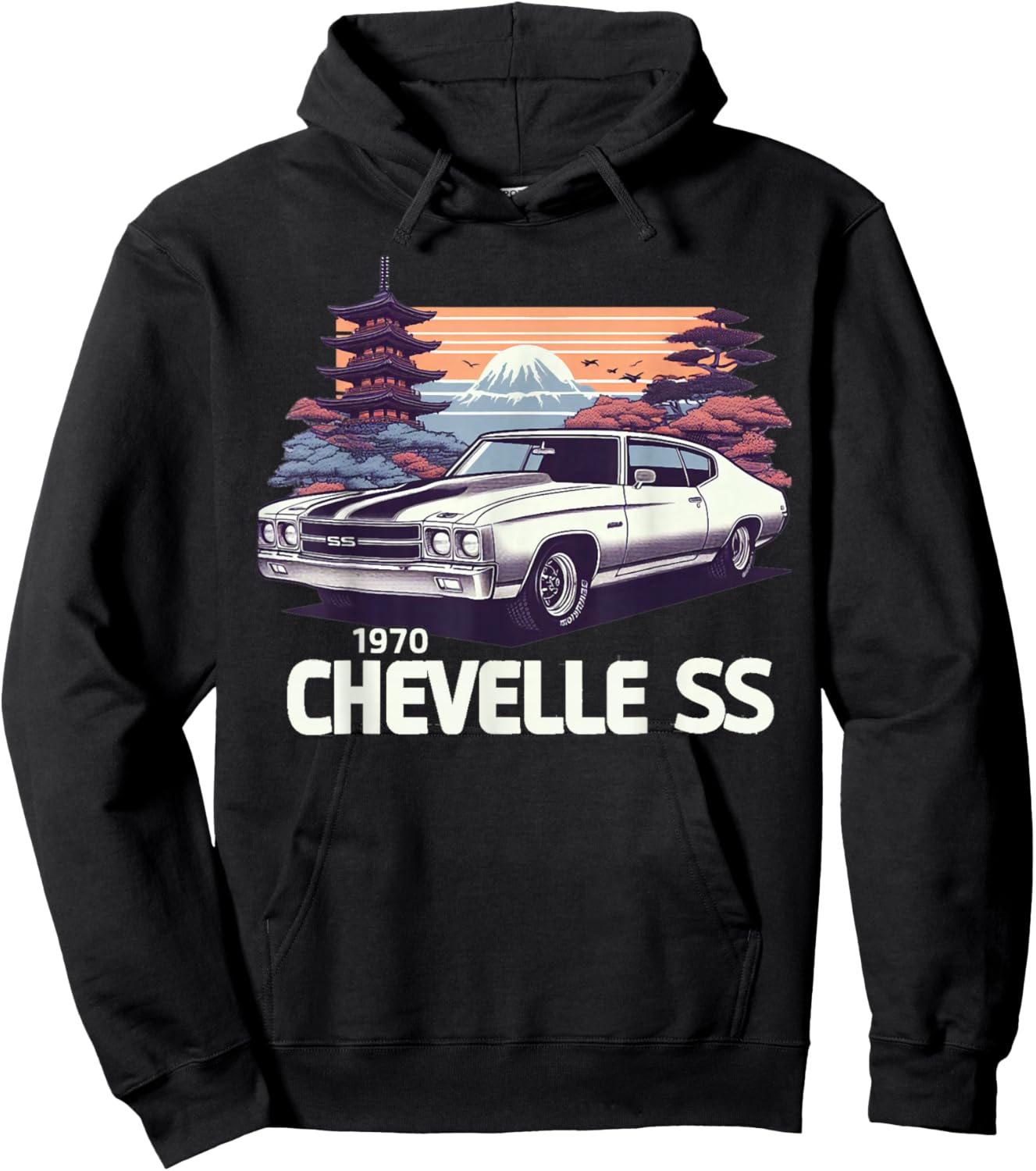 Vintage 1970 Chevelle 70 Classic American Muscle Car Hot Rod Hoodie - Hoodie | Black