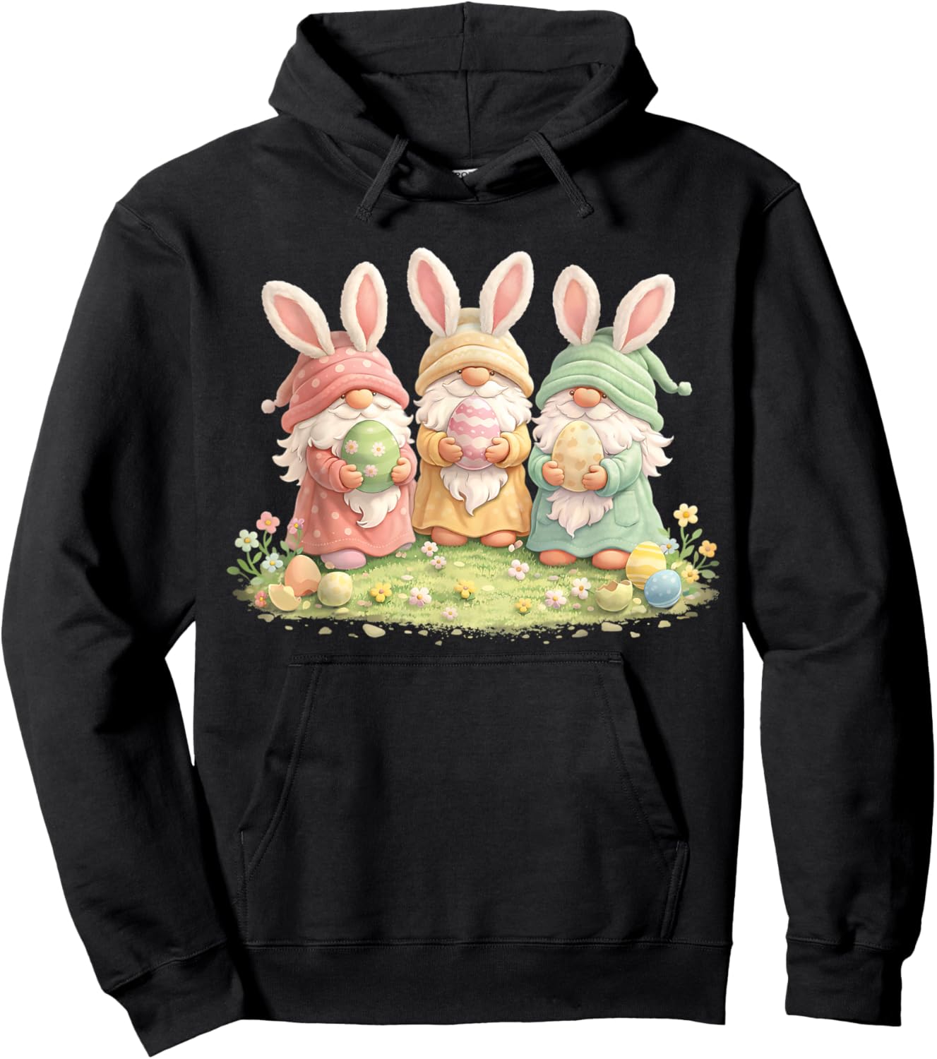 Gnome Easter Cute Bunny Gnomes Women Girls Kids Toddler Hoodie - Hoodie | Black