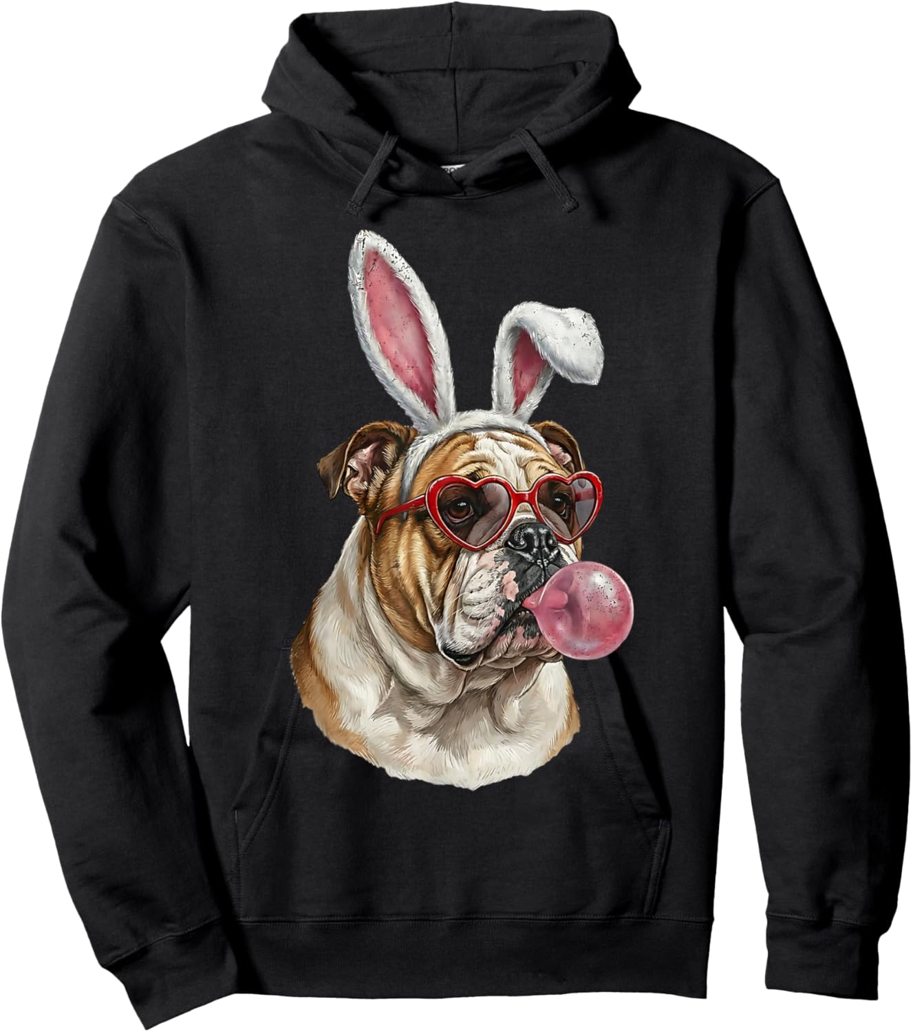 English Bulldog Easter Bunny Dog Lover Hoodie - Hoodie | Black