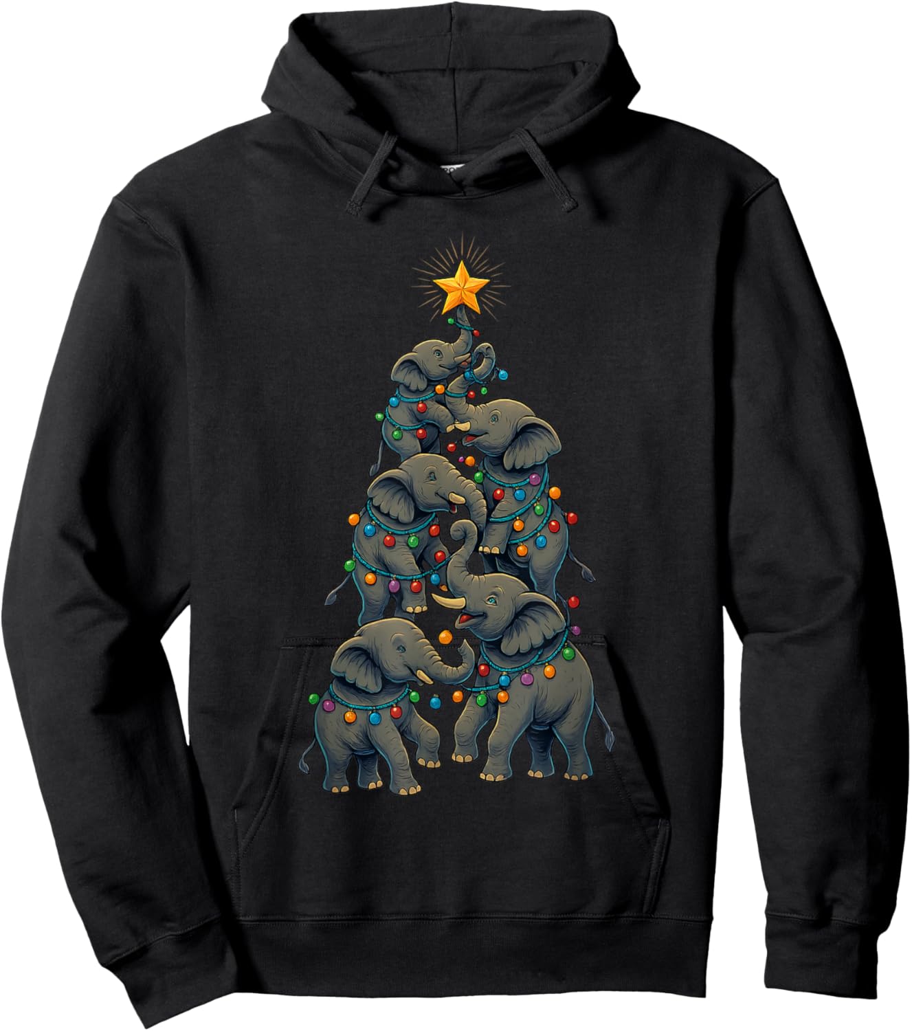 Funny Elephan Christmas Tree Xmas Elephant Lover Kids Boys Hoodie - Hoodie | Black